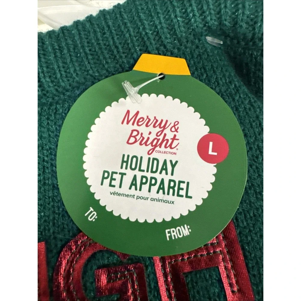 Merry Bright Holiday SLEIGH ALL DAY‎ Sweater Christmas Halloween Dog Costume L